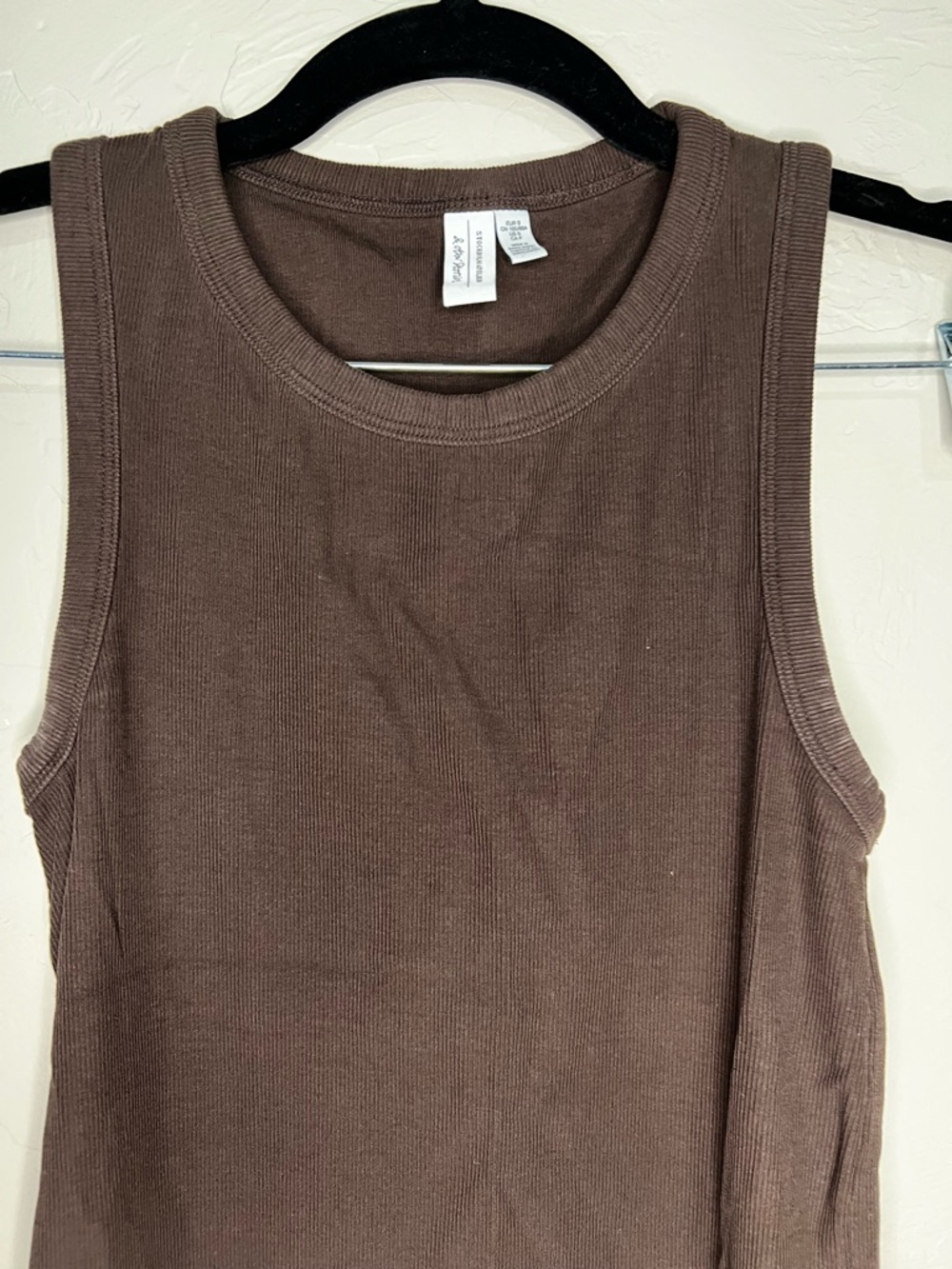 & Other Stories Chocolate Brown Ribbed Racerback Tank Top - Picture 3 of 7